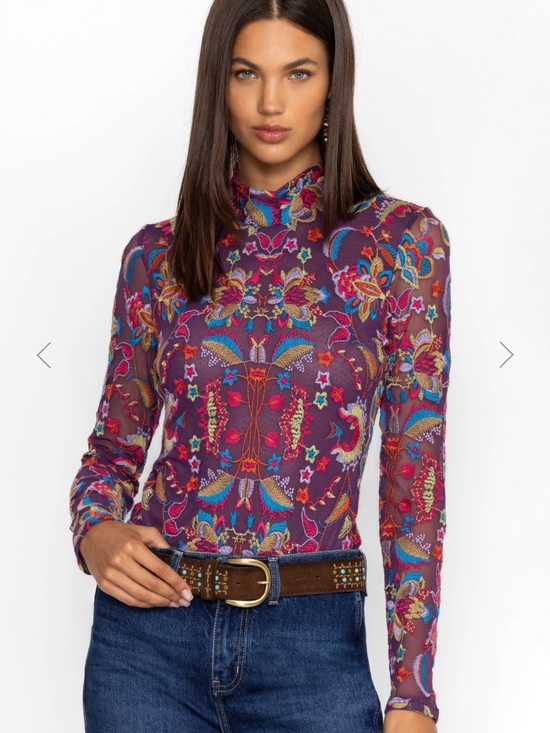 Jade Tops - Jonny Was Jade Multicolor Rebecca Embroidered Purple Blouse